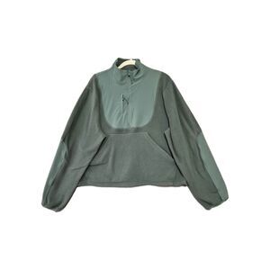 Lululemon Women's Fleeced Ripstop Hiking Quarter Zip Pullover In Dark Forest 14